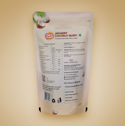 Jaggery Coconut Burfi